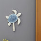 4" Blue And White Cast Iron Turtle Wall Hook