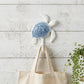 4" Blue And White Cast Iron Turtle Wall Hook