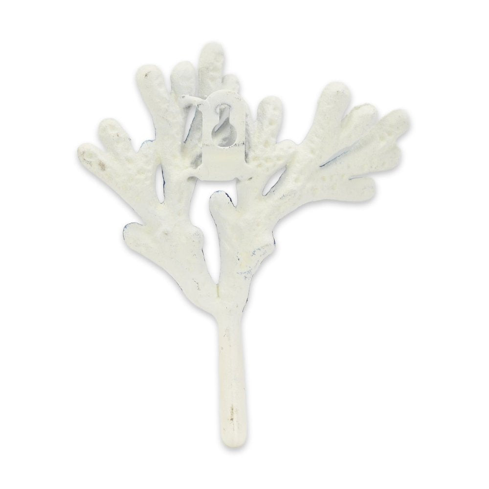 5" Blue And White Cast Iron Coral Wall Hook