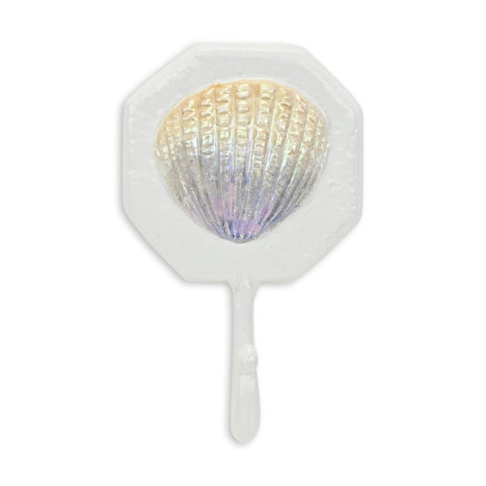 4" Cream And Pearl Cast Iron Seashell Wall Hook