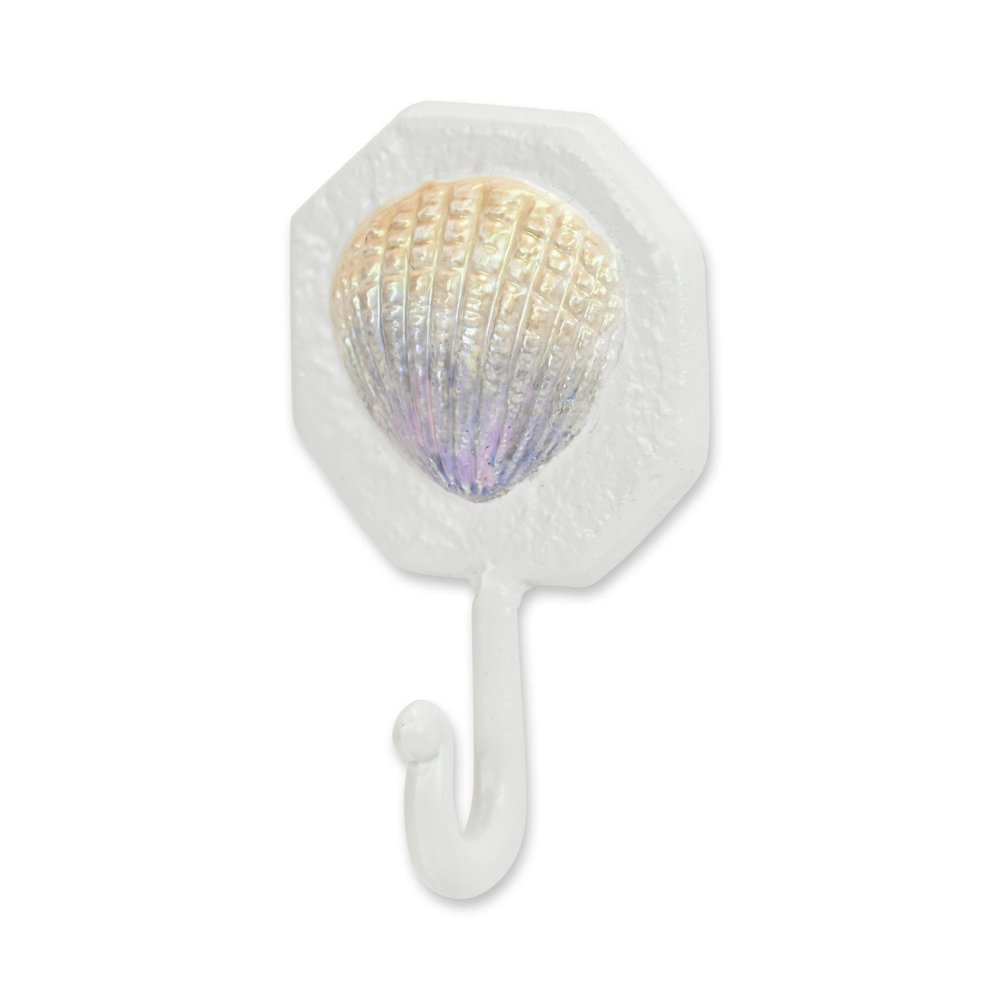 4" Cream And Pearl Cast Iron Seashell Wall Hook