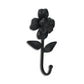 4" Black Cast Iron Flower Wall Hook