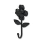 4" Black Cast Iron Flower Wall Hook