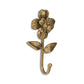 4" Antiqued Gold Cast Iron Flower Wall Hook