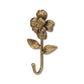 4" Antiqued Gold Cast Iron Flower Wall Hook