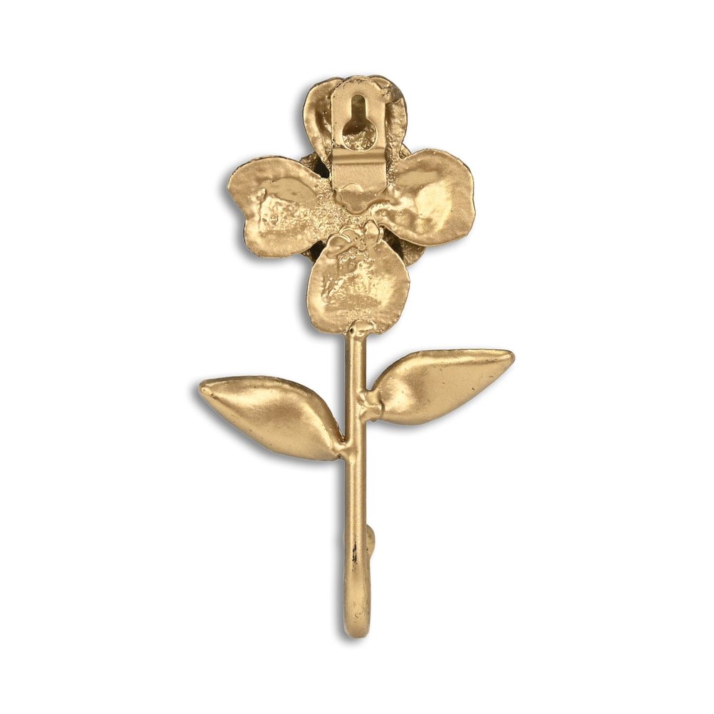 4" Antiqued Gold Cast Iron Flower Wall Hook