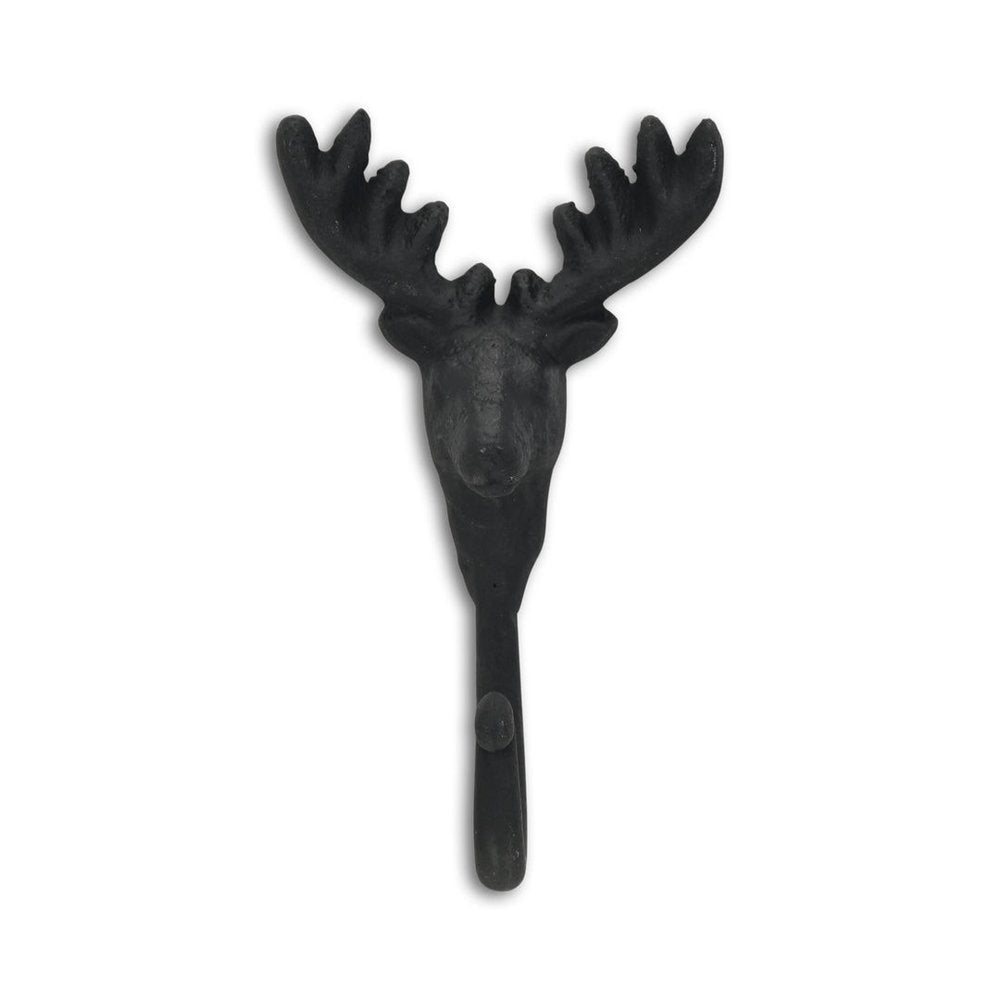 3" Black Cast Iron Deer Stag Wall Hook