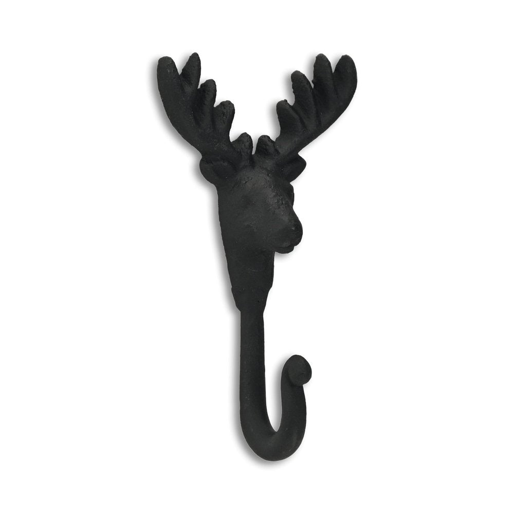 3" Black Cast Iron Deer Stag Wall Hook