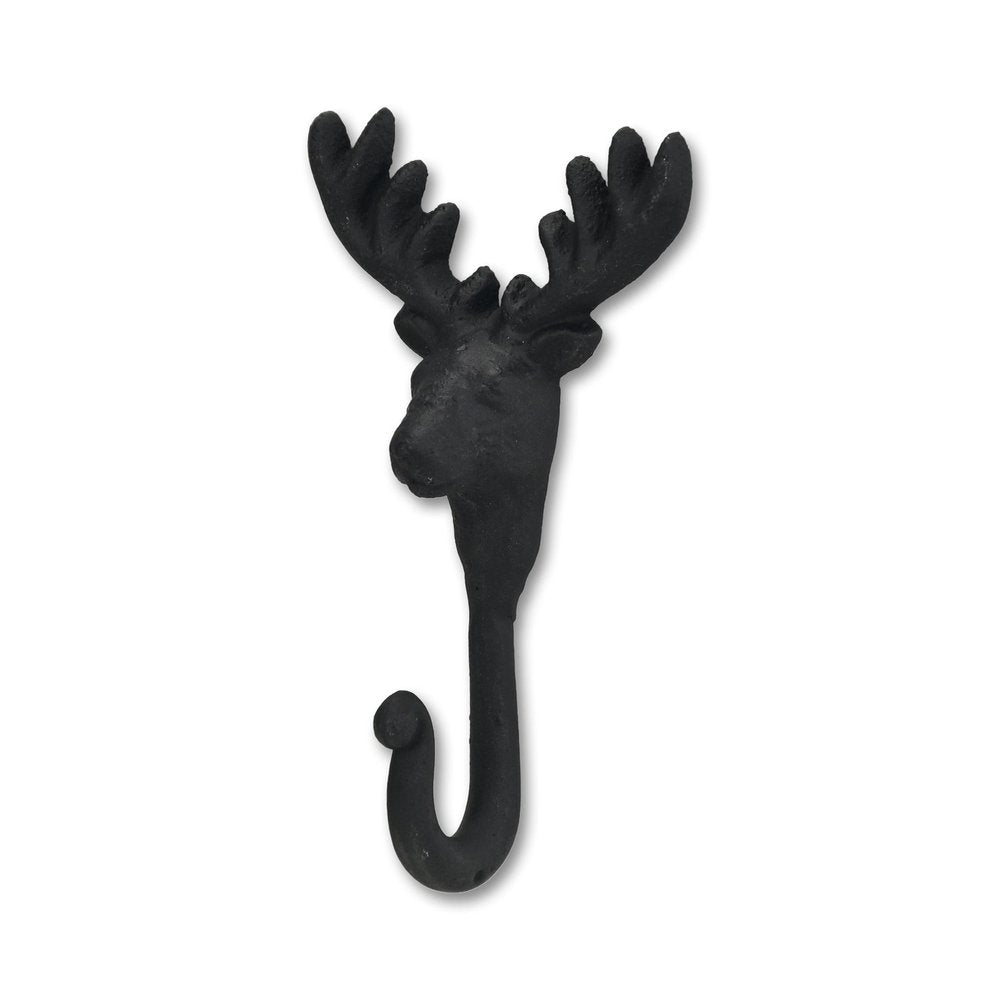 3" Black Cast Iron Deer Stag Wall Hook