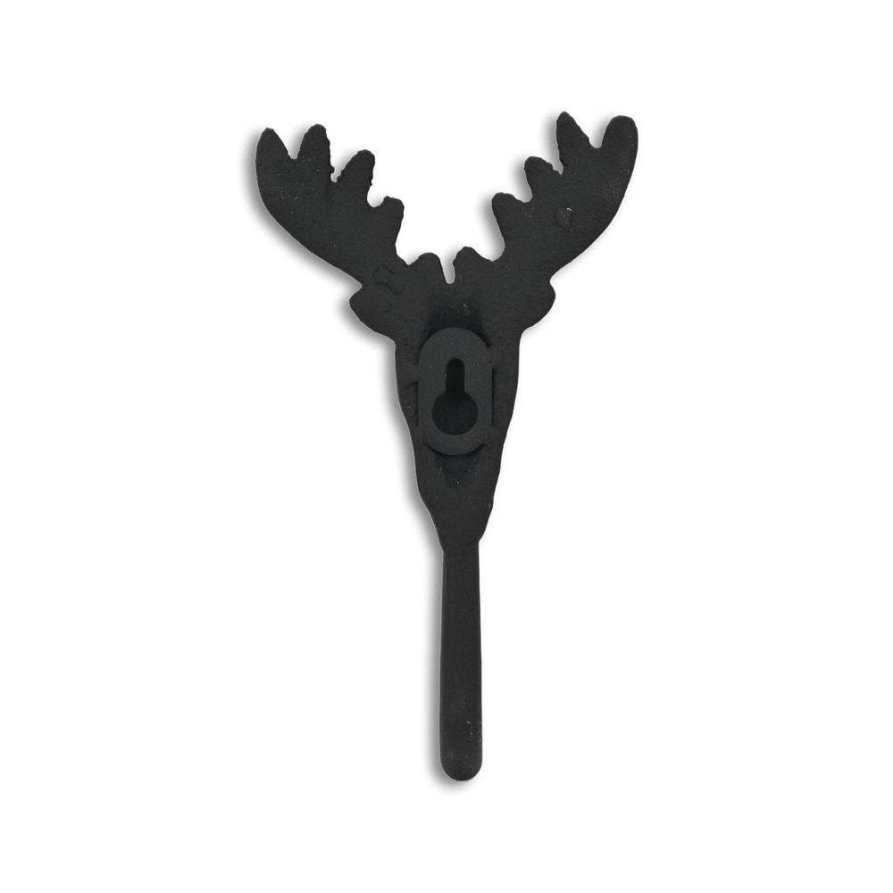3" Black Cast Iron Deer Stag Wall Hook