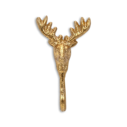 3" Gold Cast Iron Deer Stag Wall Hook