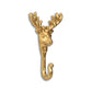 3" Gold Cast Iron Deer Stag Wall Hook