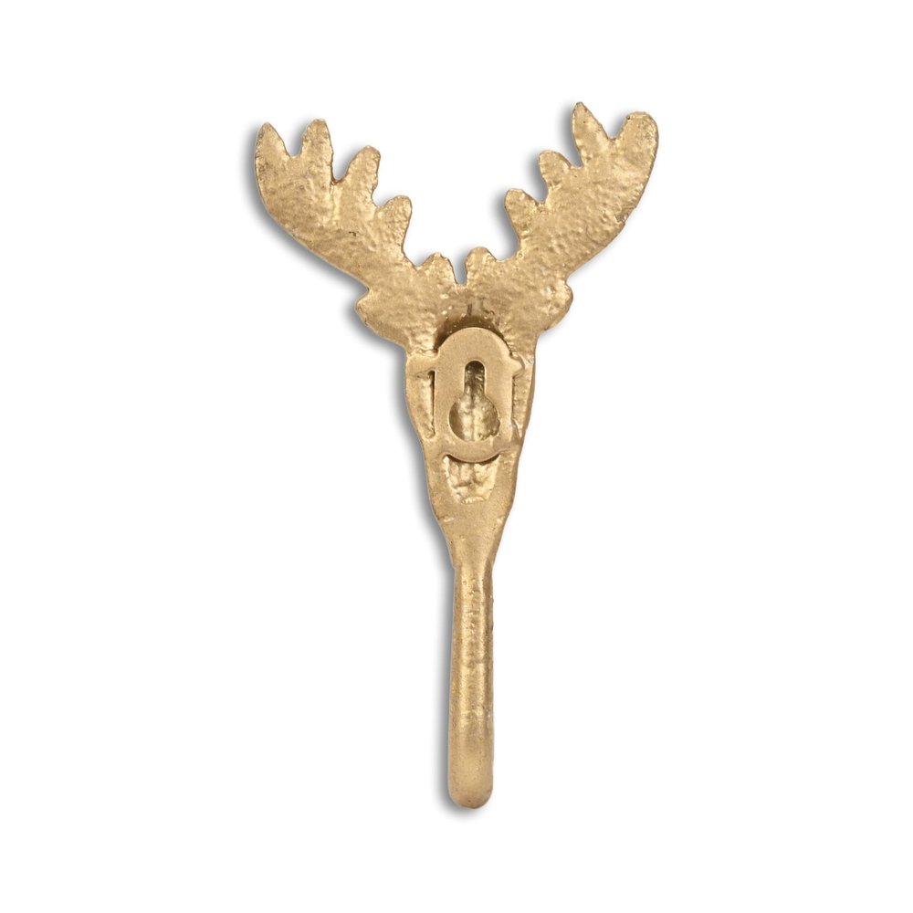 3" Gold Cast Iron Deer Stag Wall Hook