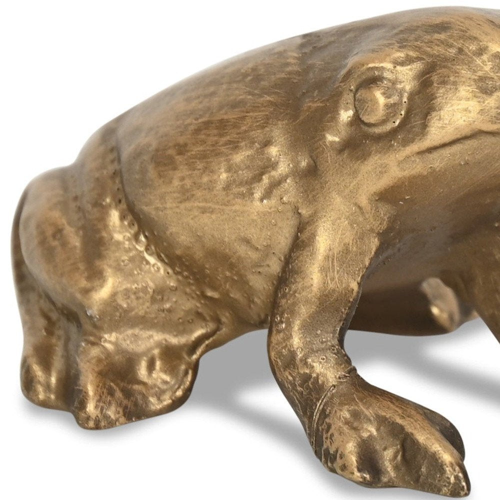 3" Antiqued Gold Cast Iron Frog Figurine