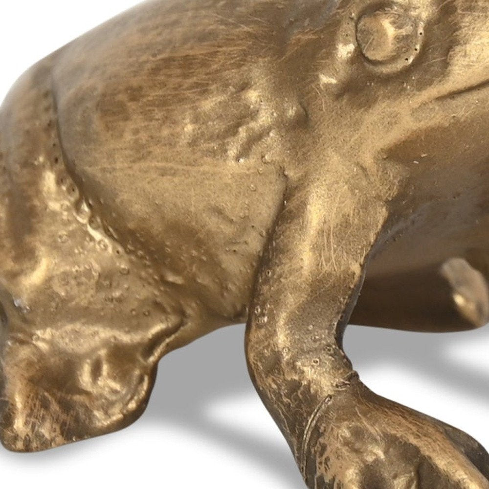 3" Antiqued Gold Cast Iron Frog Figurine