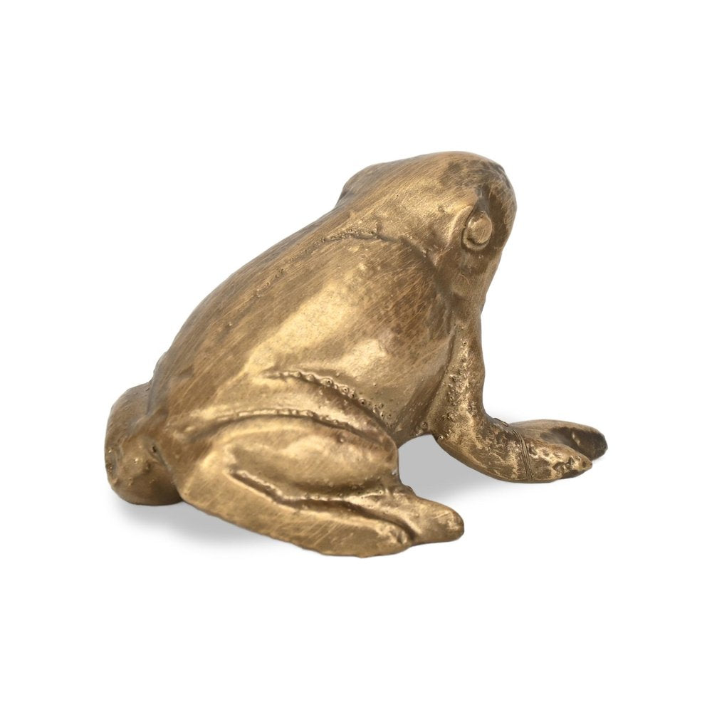 3" Antiqued Gold Cast Iron Frog Figurine