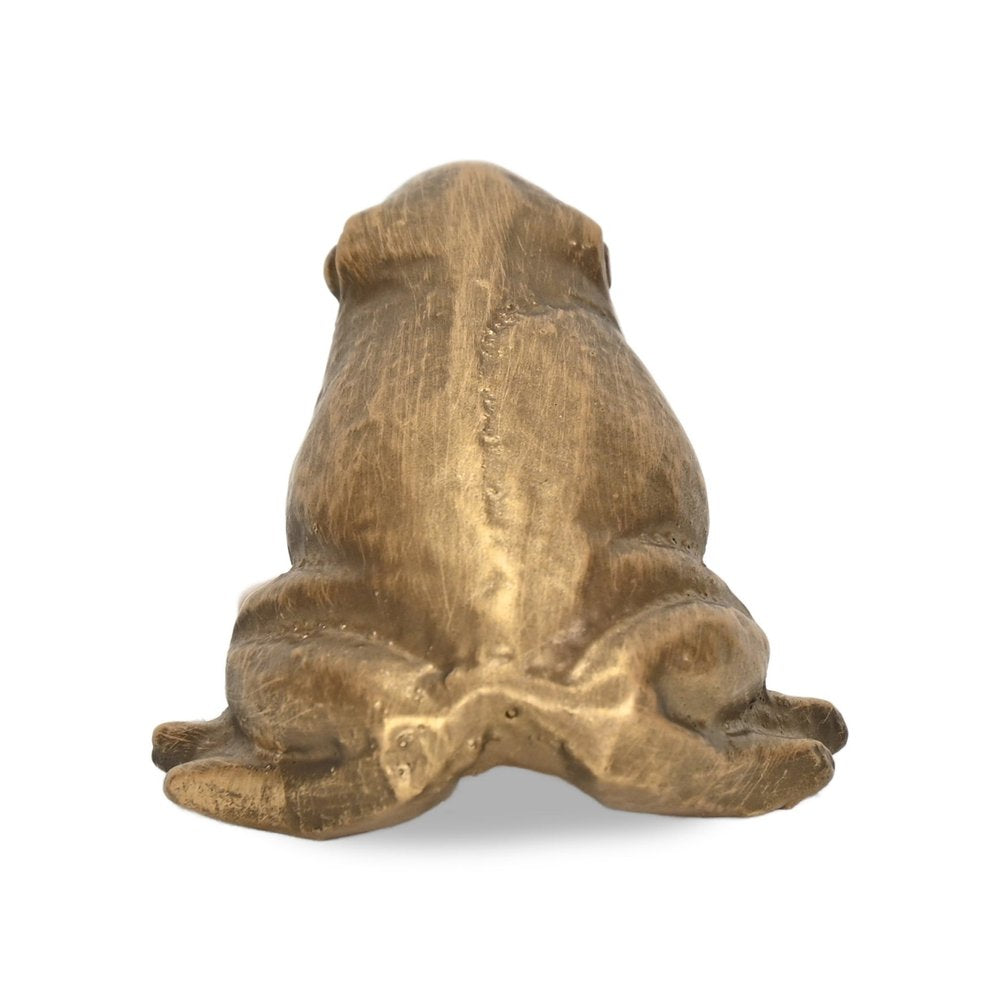 3" Antiqued Gold Cast Iron Frog Figurine