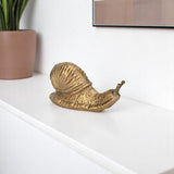 3" Antiqued Gold Cast Iron Snail Figurine