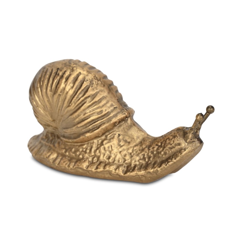 3" Antiqued Gold Cast Iron Snail Figurine