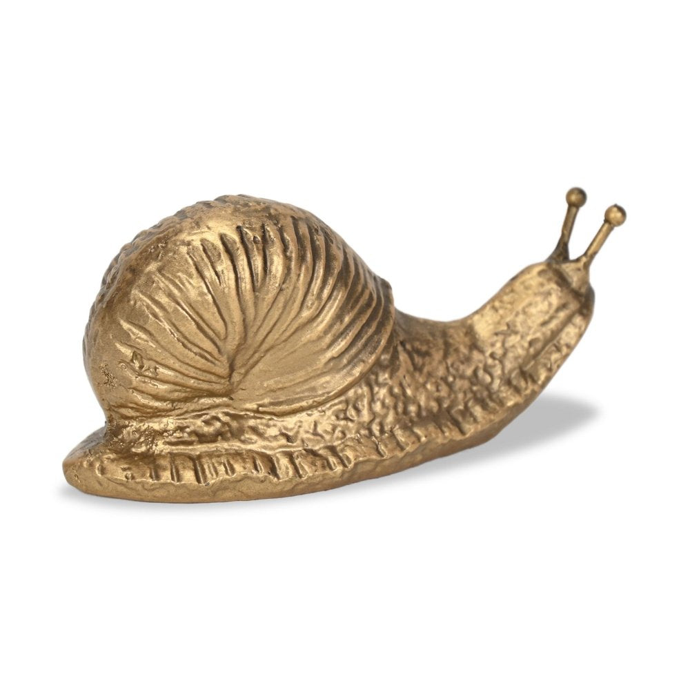 3" Antiqued Gold Cast Iron Snail Figurine