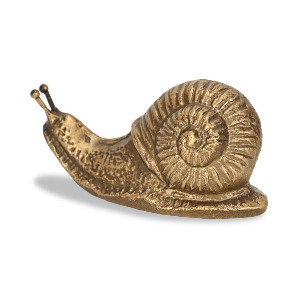 3" Antiqued Gold Cast Iron Snail Figurine