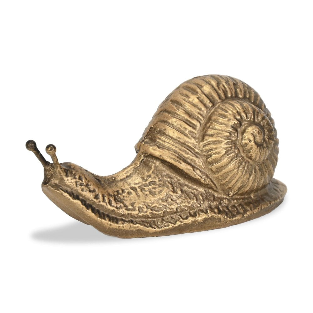 3" Antiqued Gold Cast Iron Snail Figurine