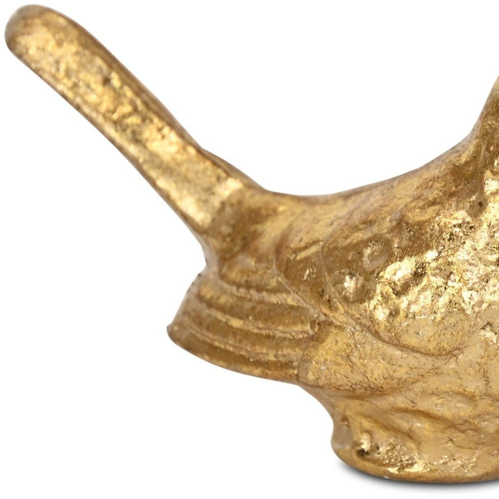 5" Gold Cast Iron Bird Figurine