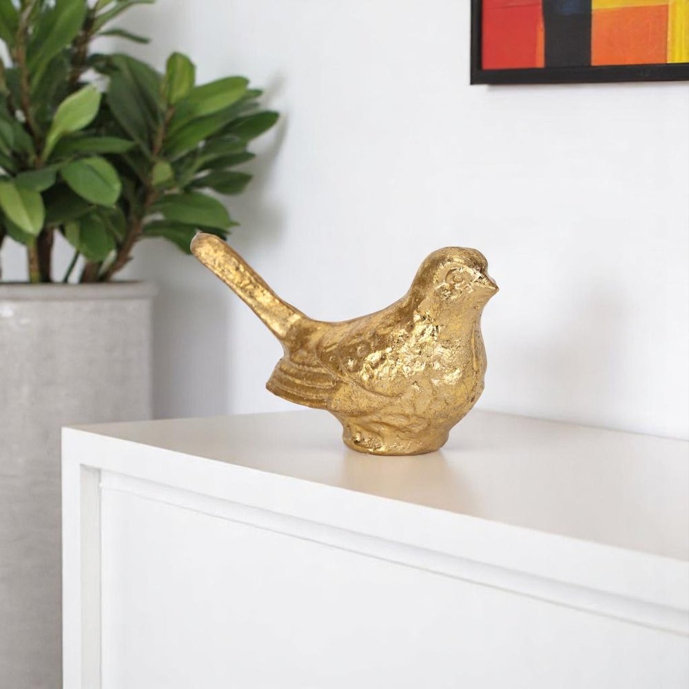 5" Gold Cast Iron Bird Figurine