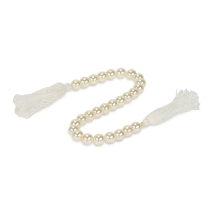 24" White Pearl Beads Decorative Tassel