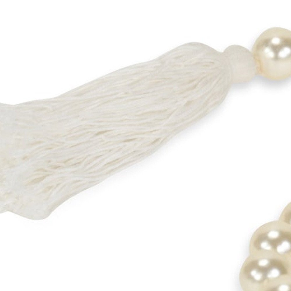 24" White Pearl Beads Decorative Tassel
