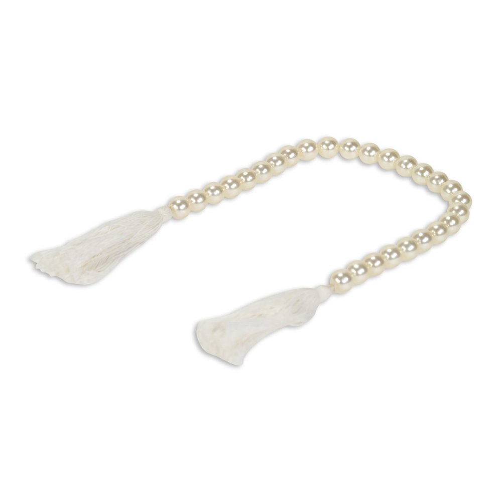 24" White Pearl Beads Decorative Tassel