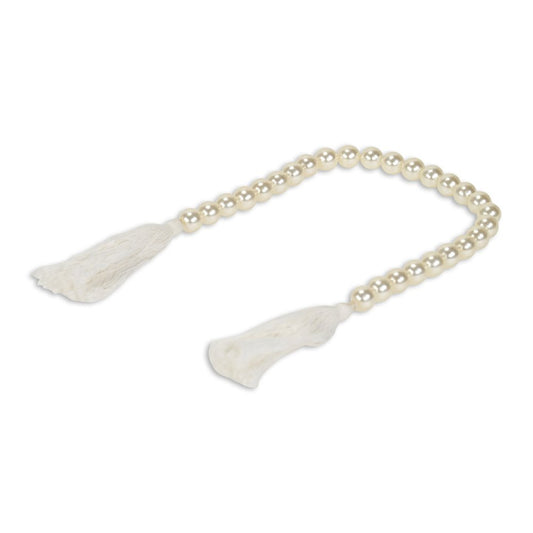 24" White Pearl Beads Decorative Tassel