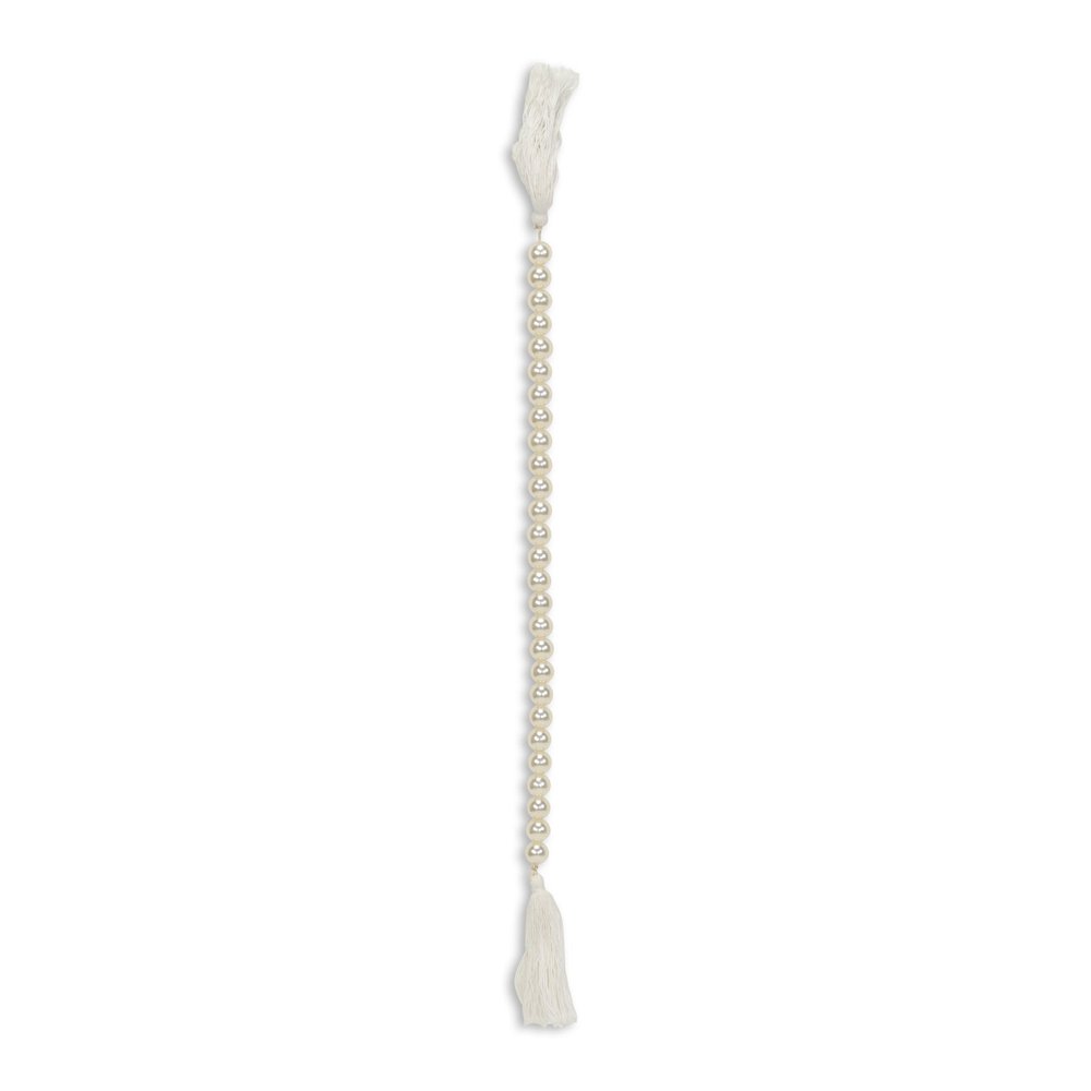24" White Pearl Beads Decorative Tassel