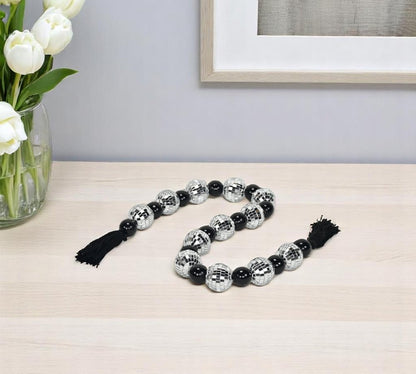 48" Black And Silver Bling Bling Beads Decorative Tassel
