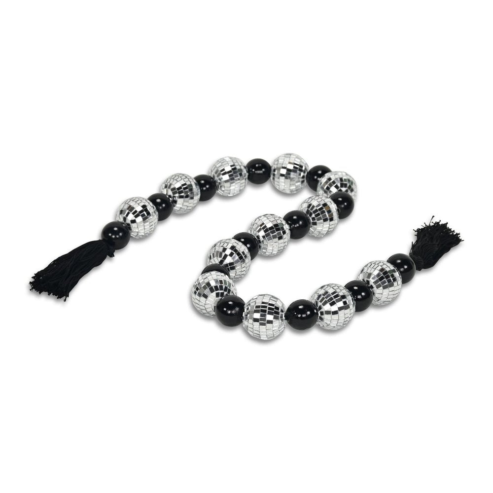48" Black And Silver Bling Bling Beads Decorative Tassel