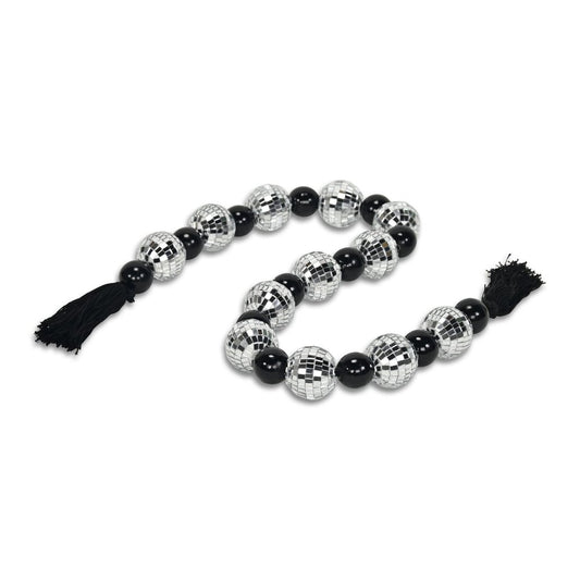 48" Black And Silver Bling Bling Beads Decorative Tassel