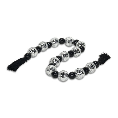 48" Black And Silver Bling Bling Beads Decorative Tassel