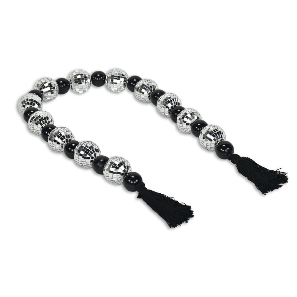48" Black And Silver Bling Bling Beads Decorative Tassel