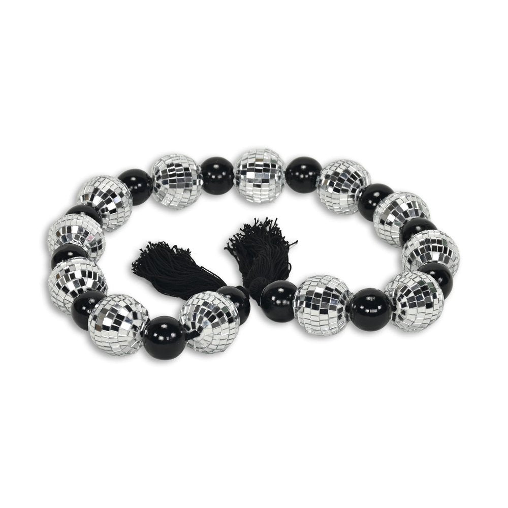 48" Black And Silver Bling Bling Beads Decorative Tassel