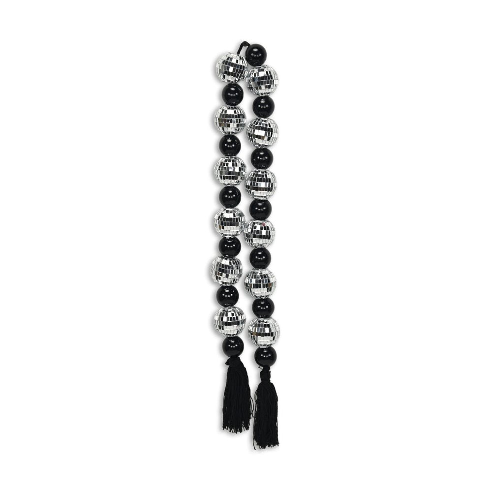 48" Black And Silver Bling Bling Beads Decorative Tassel