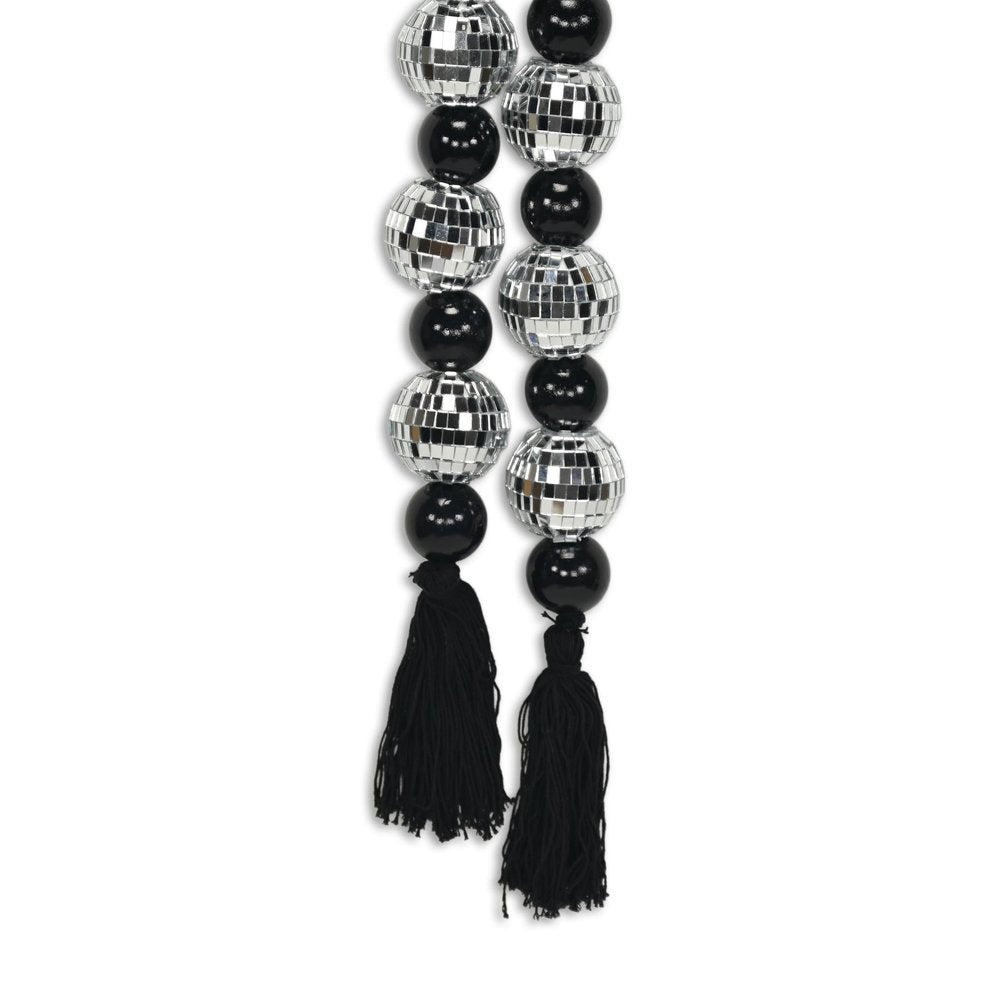 48" Black And Silver Bling Bling Beads Decorative Tassel