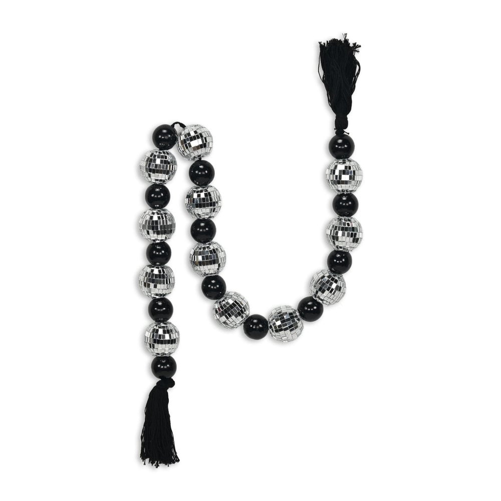 48" Black And Silver Bling Bling Beads Decorative Tassel