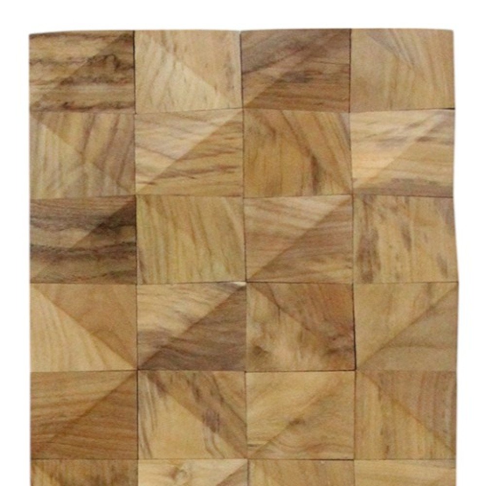 Brown 3D Embossed Diamond Teak Reclaimed Wood Decorative Wall Panels