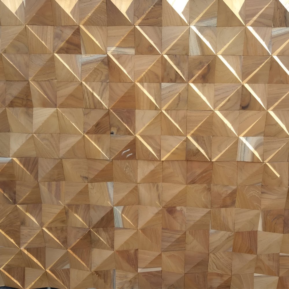 Brown 3D Embossed Diamond Teak Reclaimed Wood Decorative Wall Panels