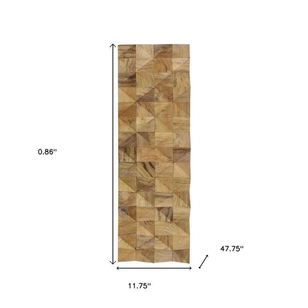 Brown 3D Embossed Diamond Teak Reclaimed Wood Decorative Wall Panels