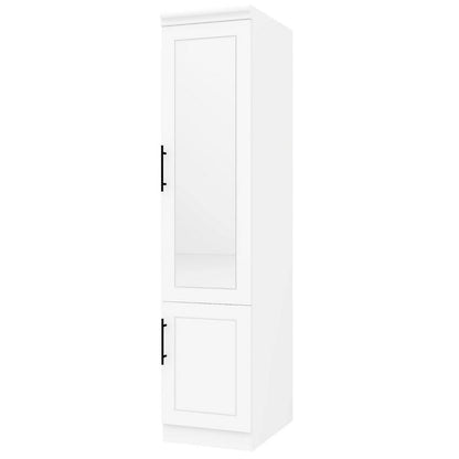71" White Wood Mirrored Two Door Combo Dresser