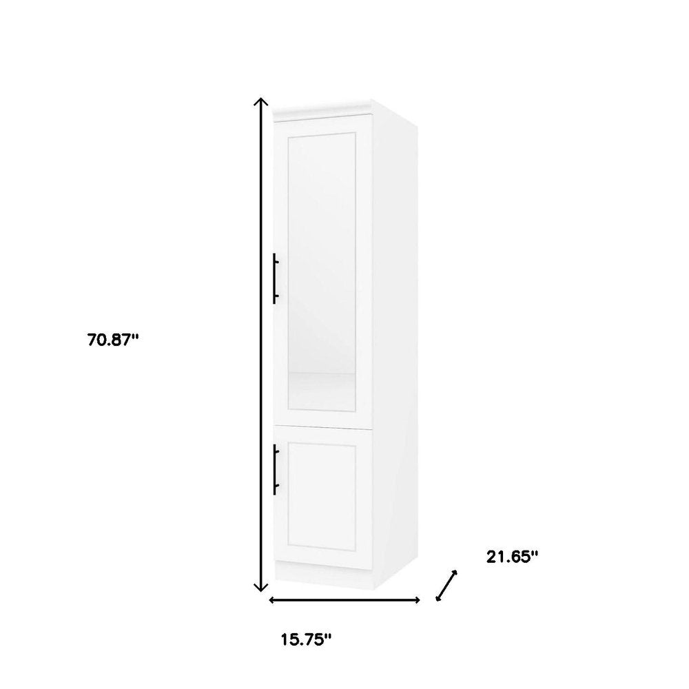 71" White Wood Mirrored Two Door Combo Dresser