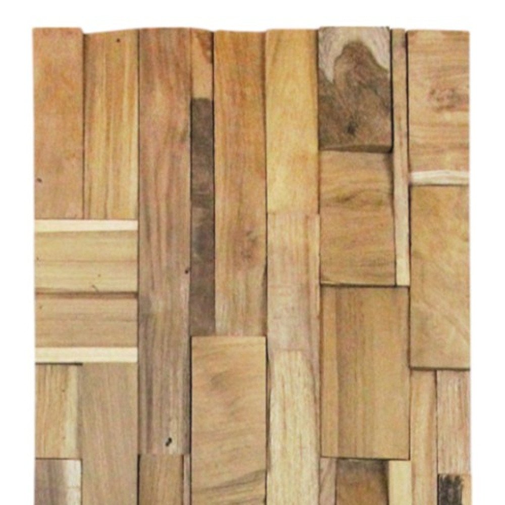 Brown 3D Embossed Abstract Teak Reclaimed Wood Decorative Wall Panels