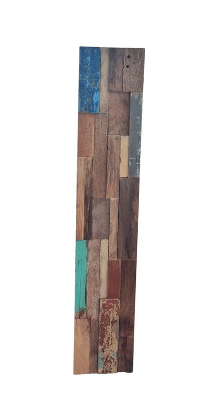 Blue Natural And Navy Blue 3D Embossed Teak Decorative Wall Panel