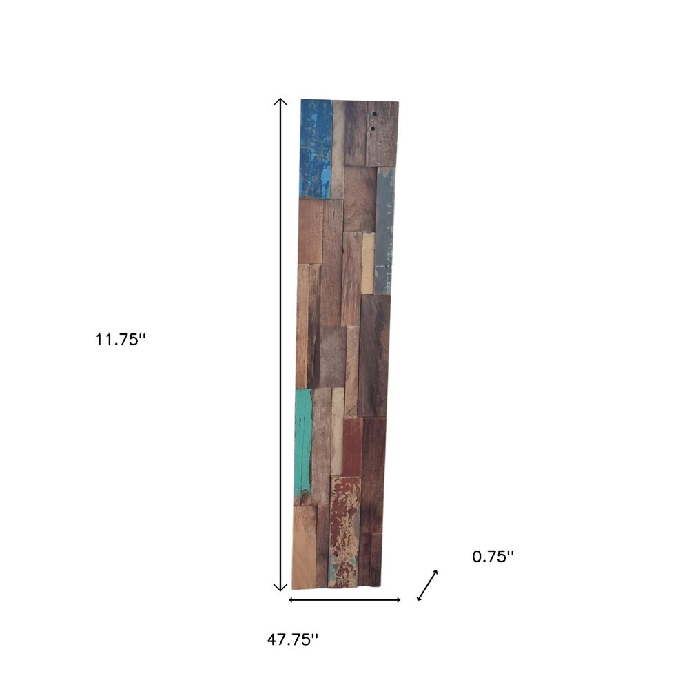 Blue Natural And Navy Blue 3D Embossed Teak Decorative Wall Panel